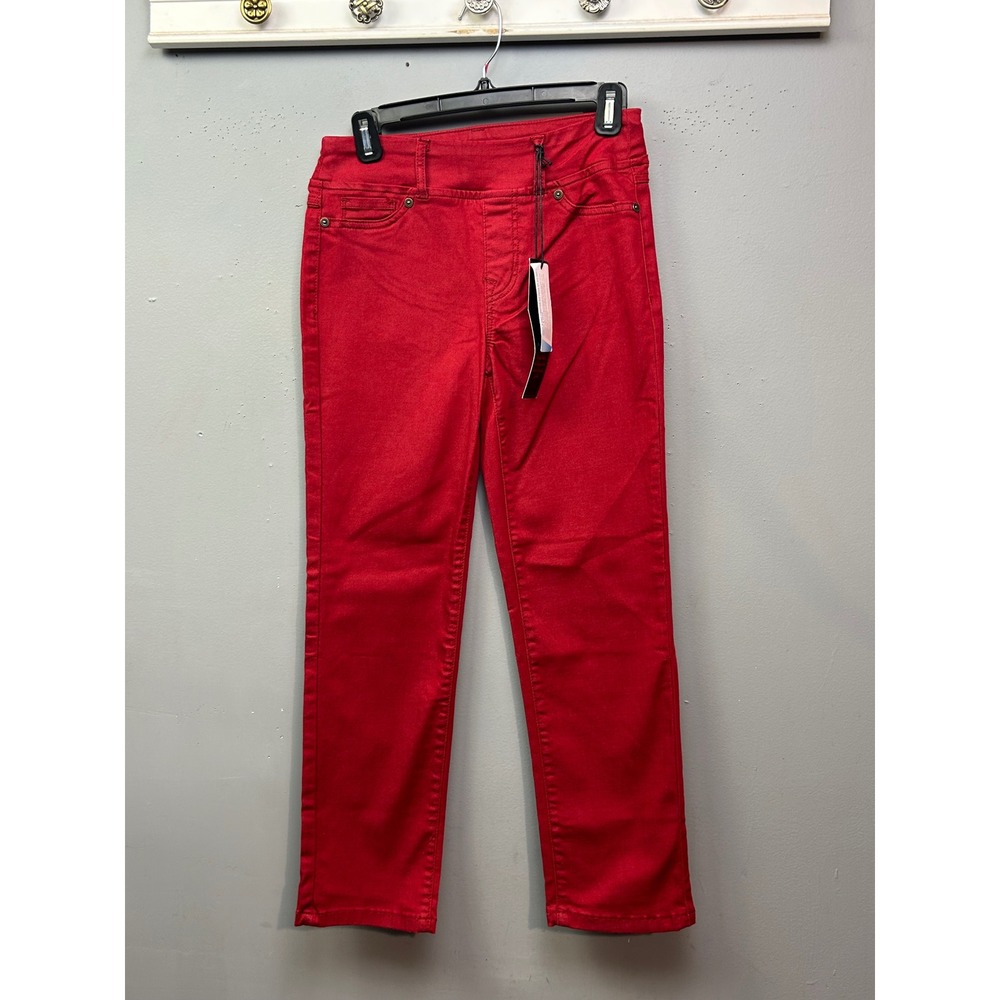 DG2 Diane Gilman Jeans Women 2P Red Coolmax Pull-On Straight Leg Pants